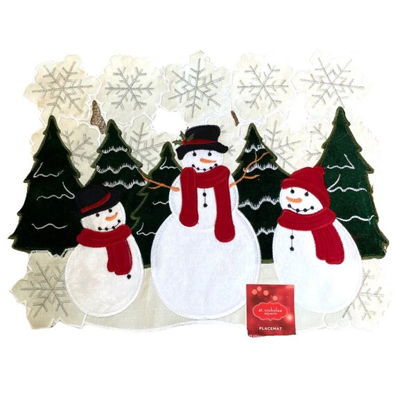 St. Nicholas Square Snowman Cutout Placemats Set of 6 Holiday Winter NWT - Picture 1 of 9